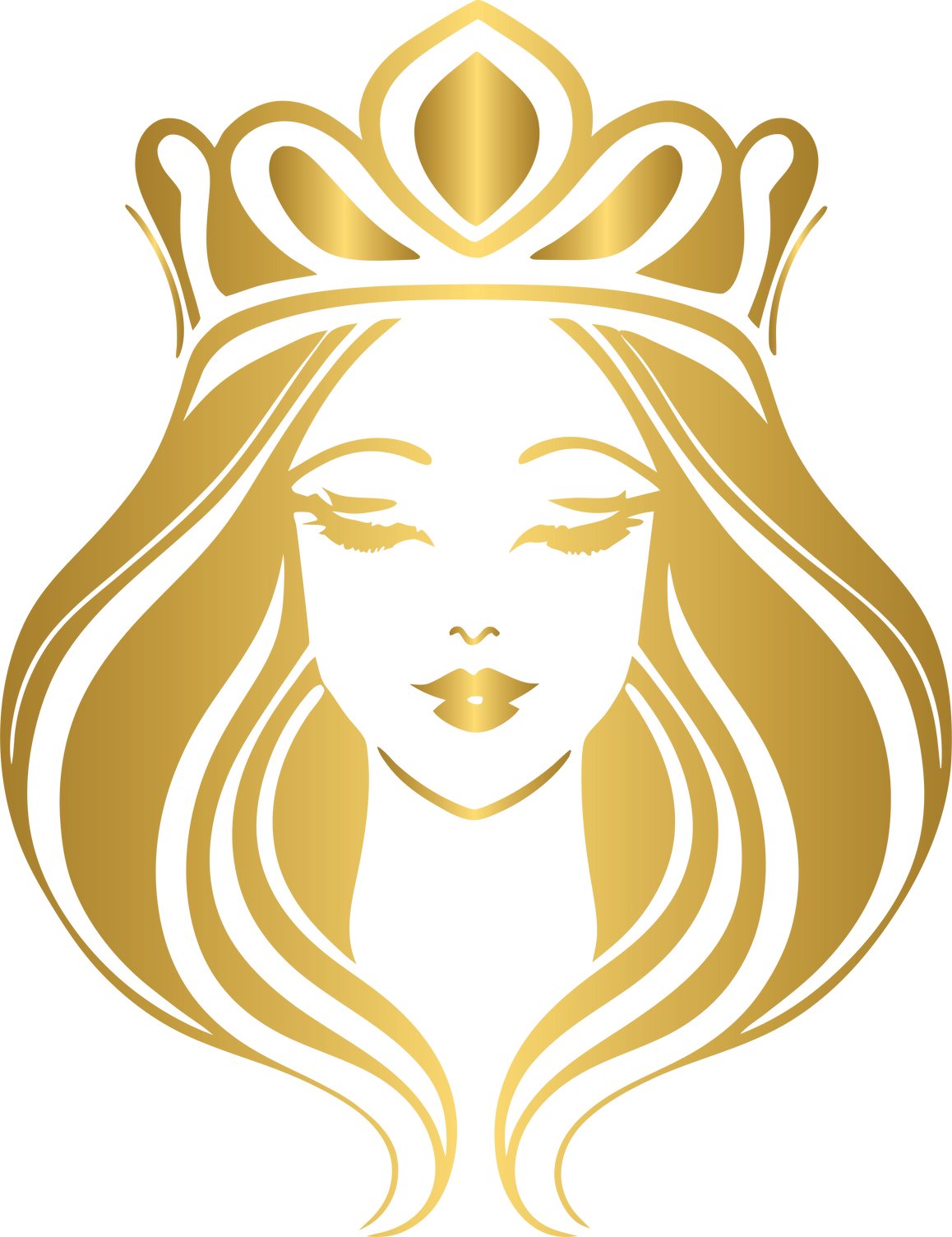 Golden fashion logo with crown, girl with crown